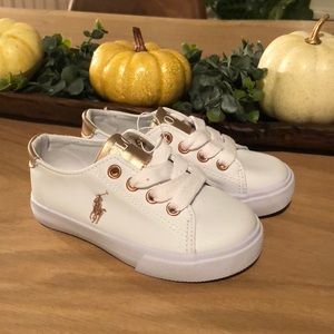 NWOT White and Rose Gold Polo shoes